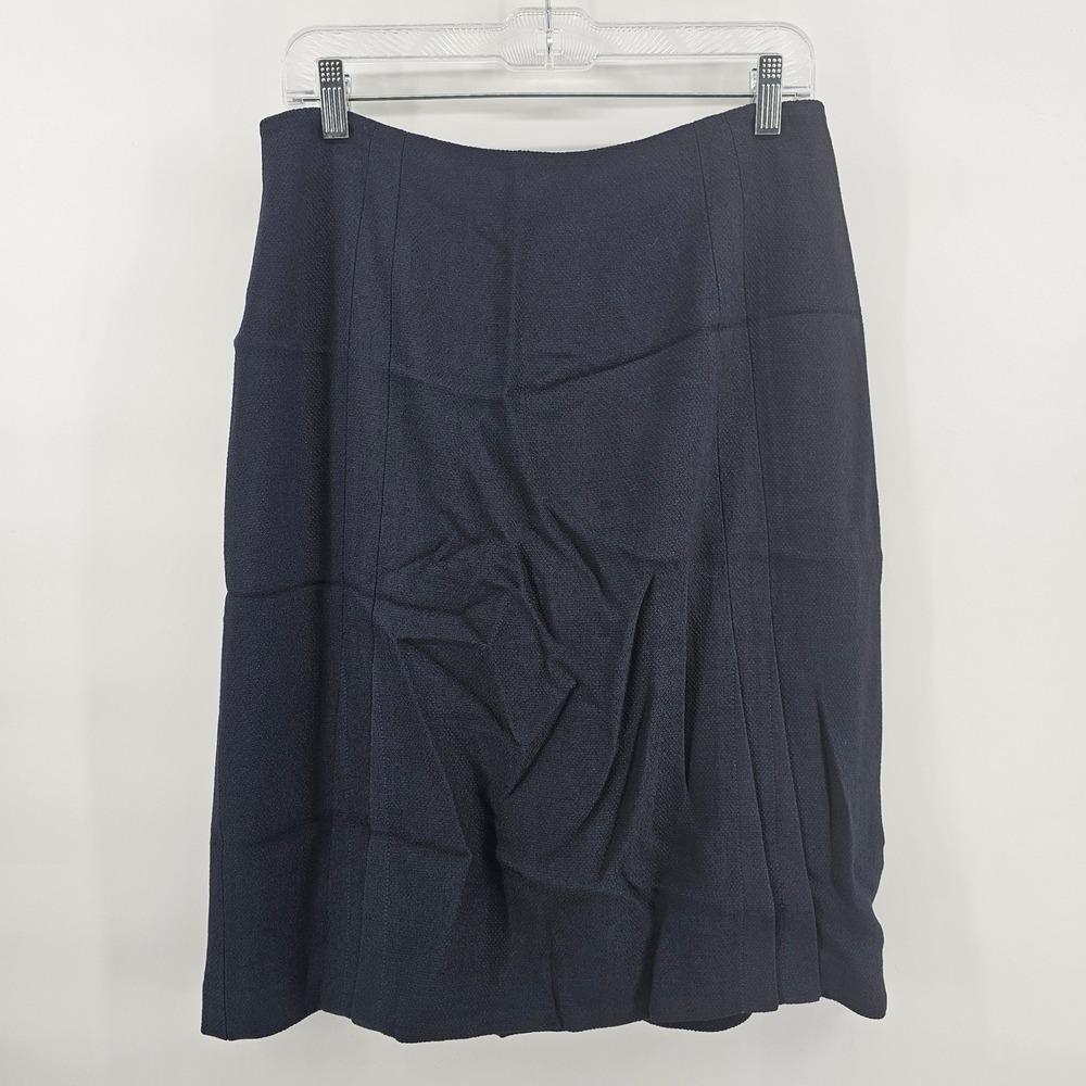 Doncaster Collection Pencil Skirt Women 8 Navy Blue Textured Viscose Blend